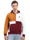 Rock.it Men Maroon Colourblocked Hooded Full Sleeve Sweatshirt