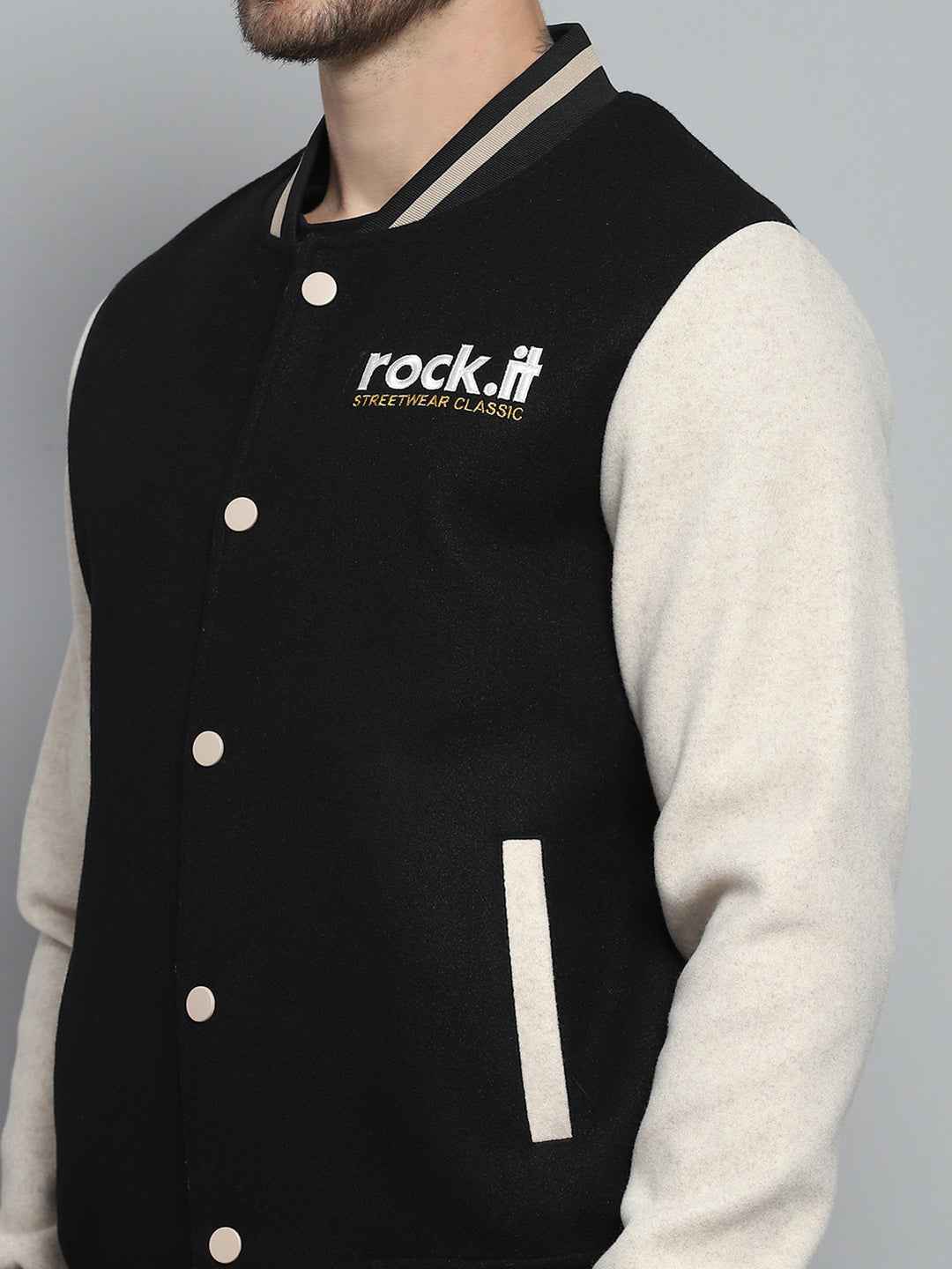 Rock.it Men Black Printed Band Collar Full Sleeve Sweatshirt