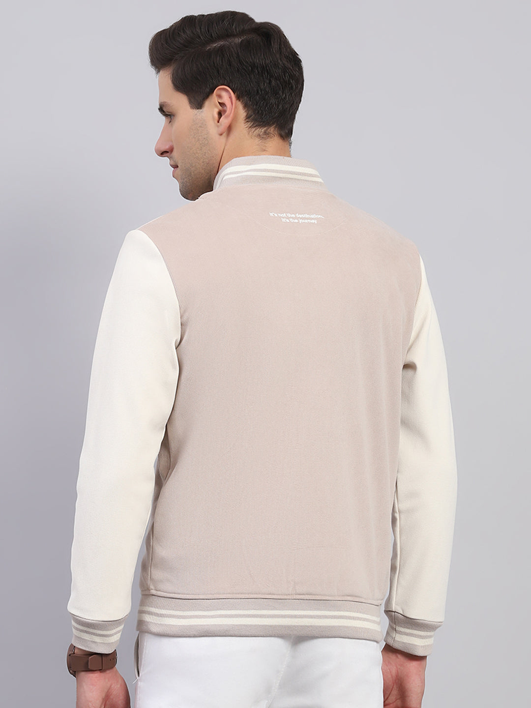 Rock.it Men Beige Printed Mock Neck Full Sleeve Sweatshirt