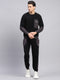 Rock.it Men Black Solid Round Neck Full Sleeve Winter Tracksuit