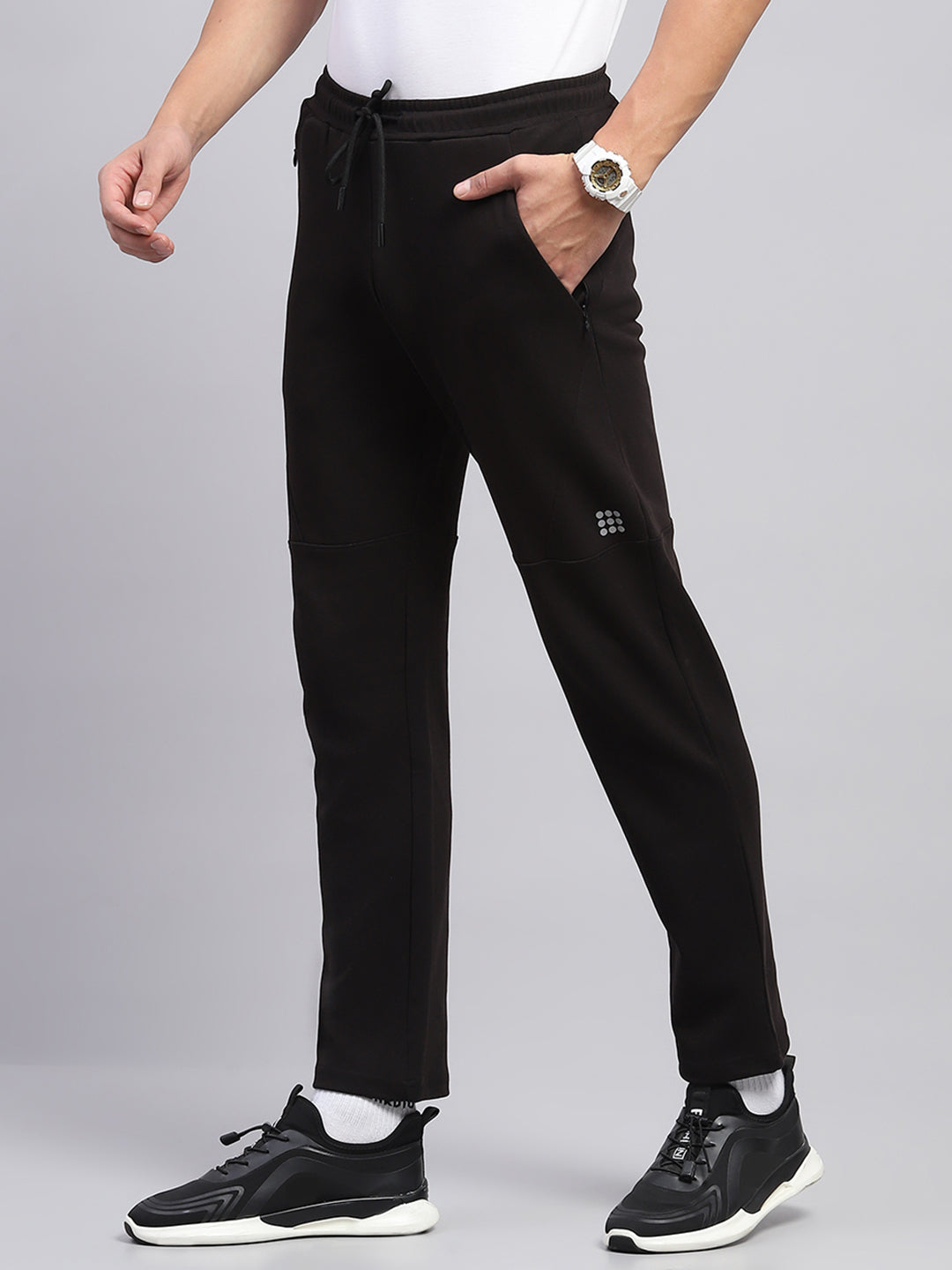 Rock.it Men Black Solid Round Neck Full Sleeve Winter Tracksuit