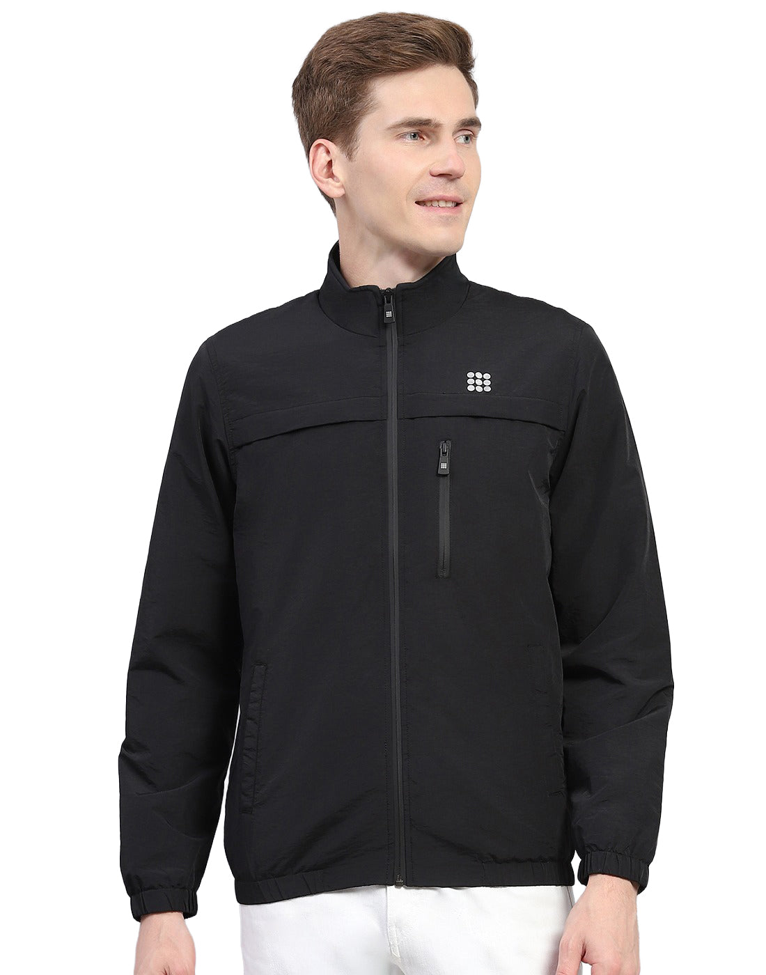 Rock.it Men Black Solid Stand Collar Full Sleeve Jacket