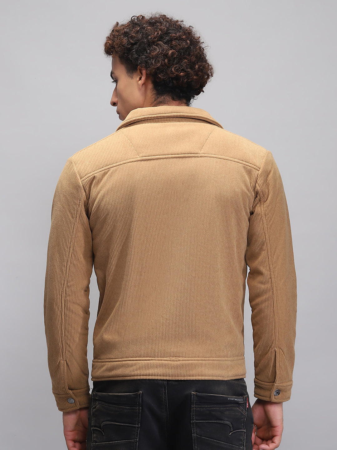 Rock.it Men Camel Brown Solid Collar Full Sleeve Jacket