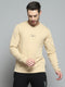 Rock.it Men Beige Printed Round Neck Full Sleeve Winter T-Shirt