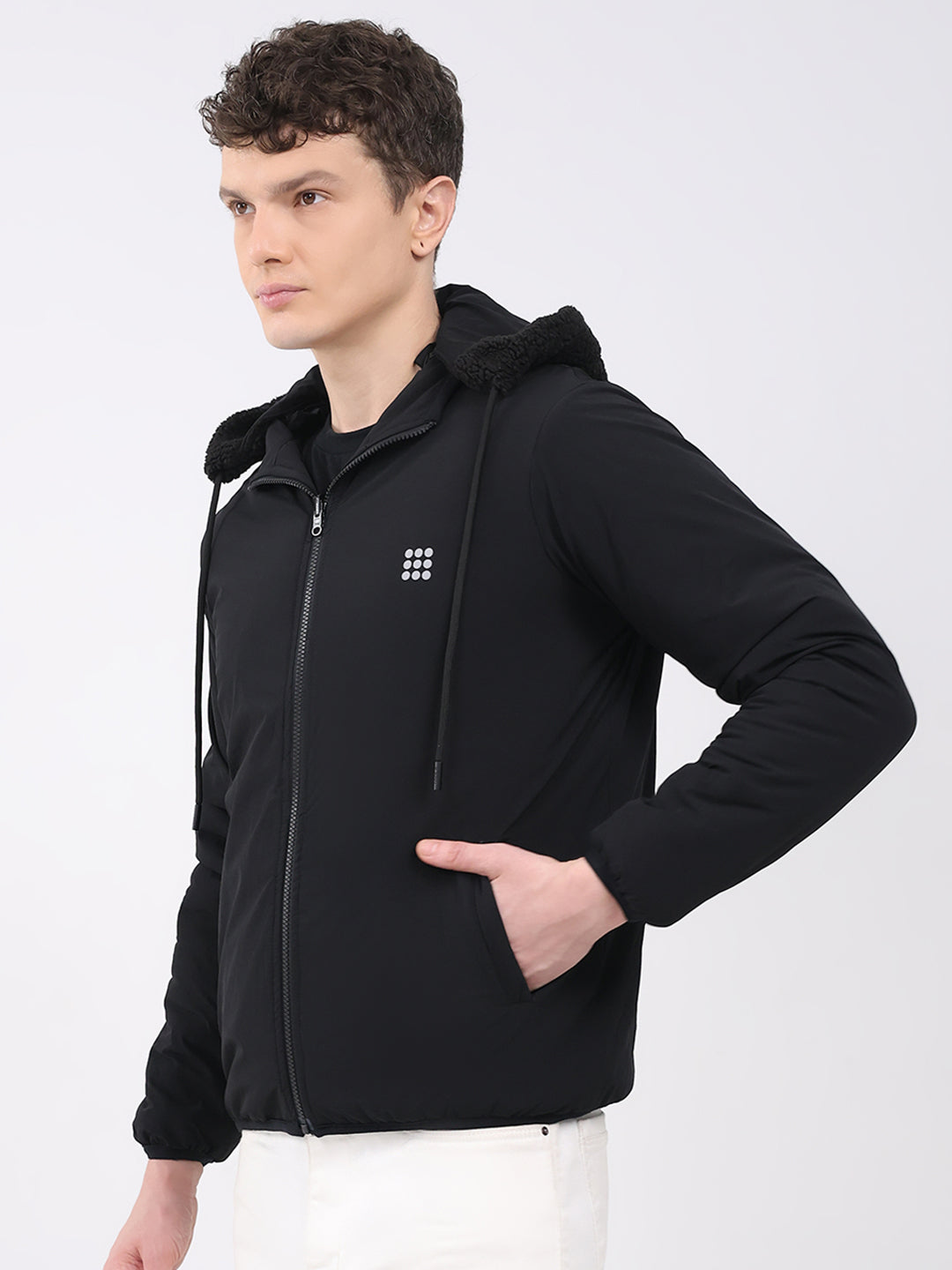 Rock.it Men Black Solid Hooded Full Sleeve Reversible Jacket