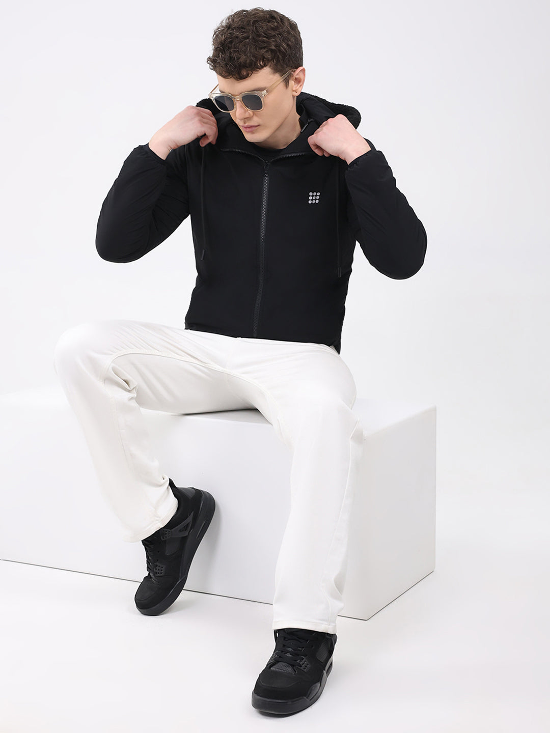 Rock.it Men Black Solid Hooded Full Sleeve Reversible Jacket