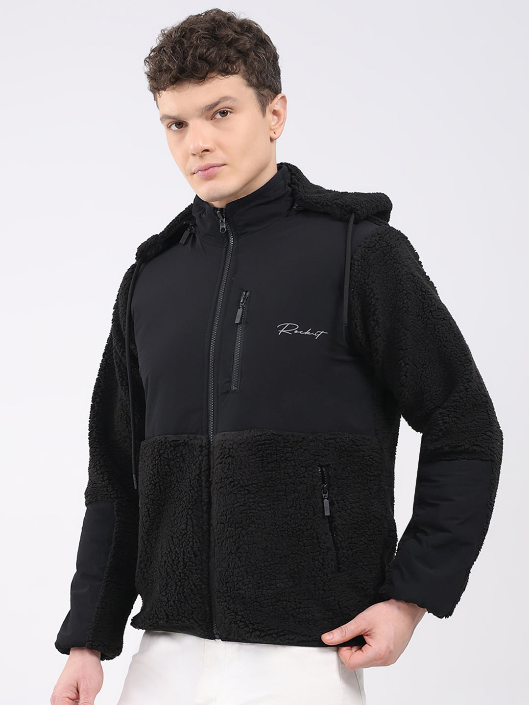 Rock.it Men Black Solid Hooded Full Sleeve Reversible Jacket