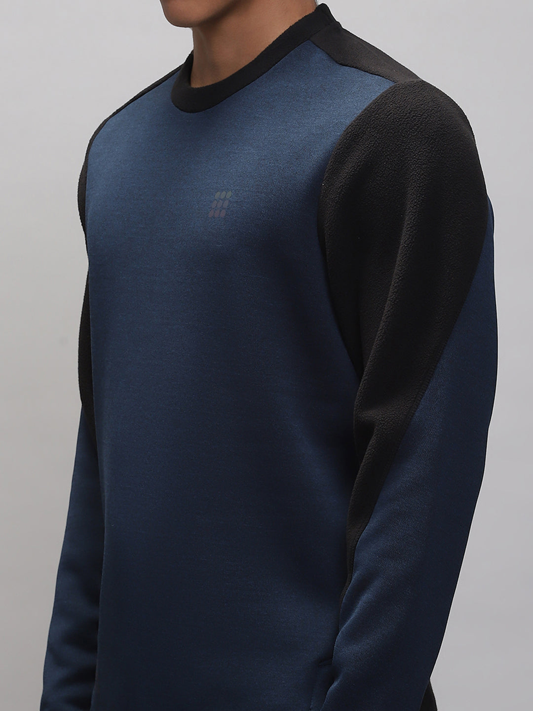 Rock.it Men Teal Blue Solid Round Neck Full Sleeve Sweatshirt