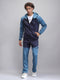 Rock.it Men Navy Blue Printed Hooded Full Sleeve Winter Tracksuit