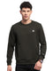 Rock.it Men Olive Solid Round Neck Full Sleeve Sweatshirt