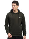 Rock.it Men Olive Solid Hooded Full Sleeve Sweatshirt