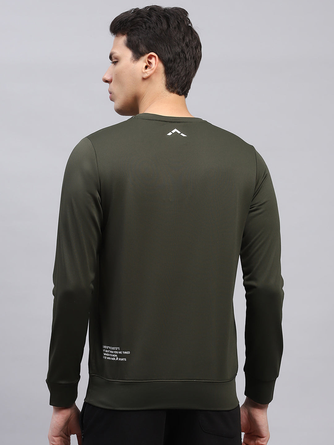Rock.it Men Olive Printed Round Neck Full Sleeve Sweatshirt