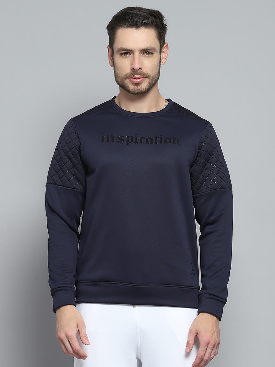 Rock.it Men Navy Blue Printed Round Neck Full Sleeve Sweatshirt