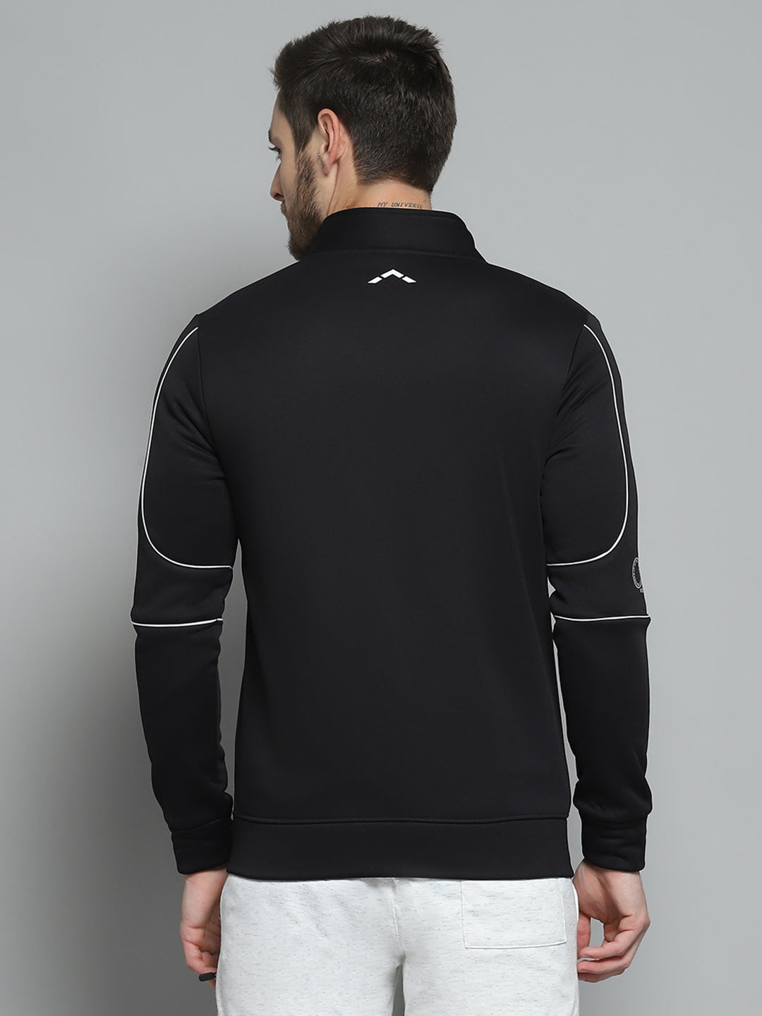 Rock.it Men Black Solid Mock Neck Full Sleeve Sweatshirt