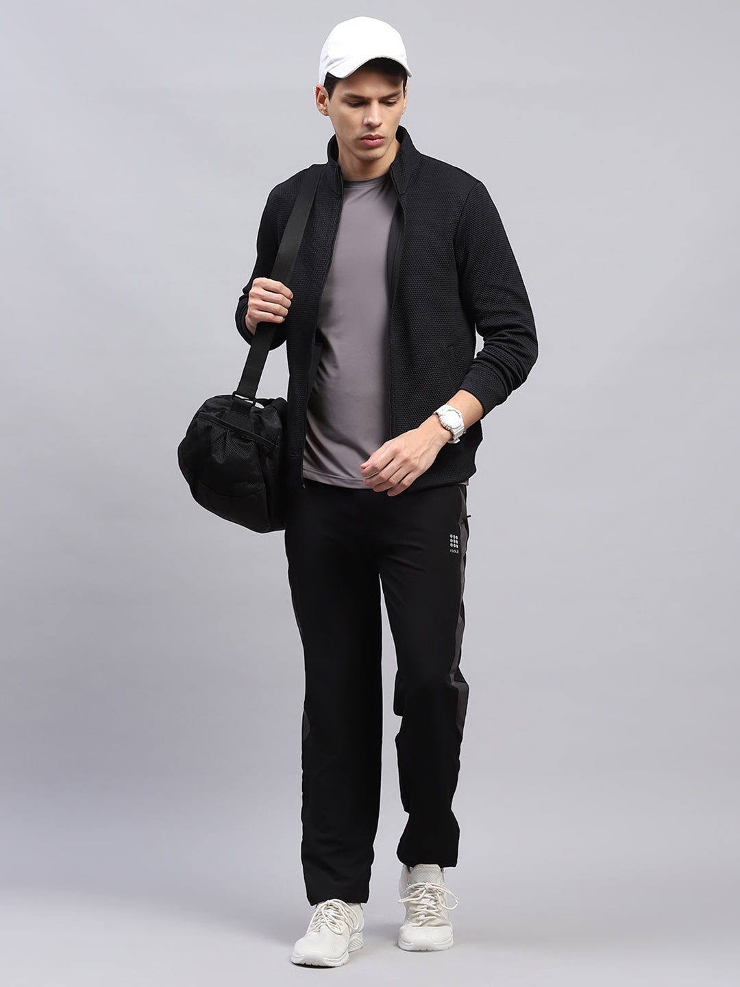 Rock.it Men Black Self Design Turtle Neck Full Sleeve Sweatshirt