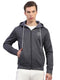 Rock.it Men Charcoal Self Design Hooded Full Sleeve Sweatshirt