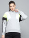 Rock.it Women Grey Solid Mock Neck Full Sleeve Sweatshirt