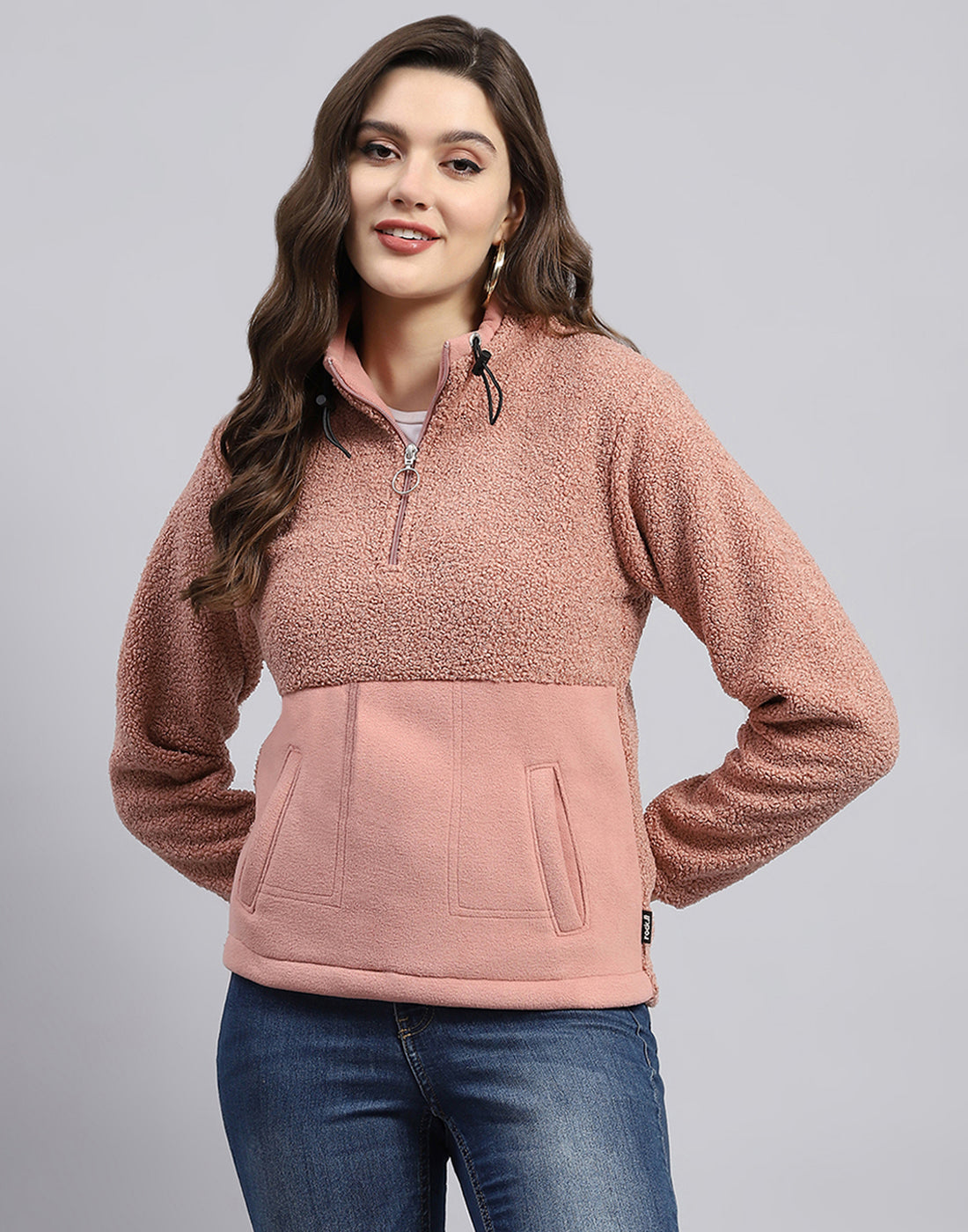 Rock.it Women Pink Solid Turtle Neck Full Sleeve Sweatshirt