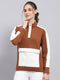 Rock.it Women Brown Solid Mock Neck Full Sleeve Sweatshirt