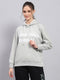 Rock.it Women Grey Printed Hooded Full Sleeve Sweatshirt