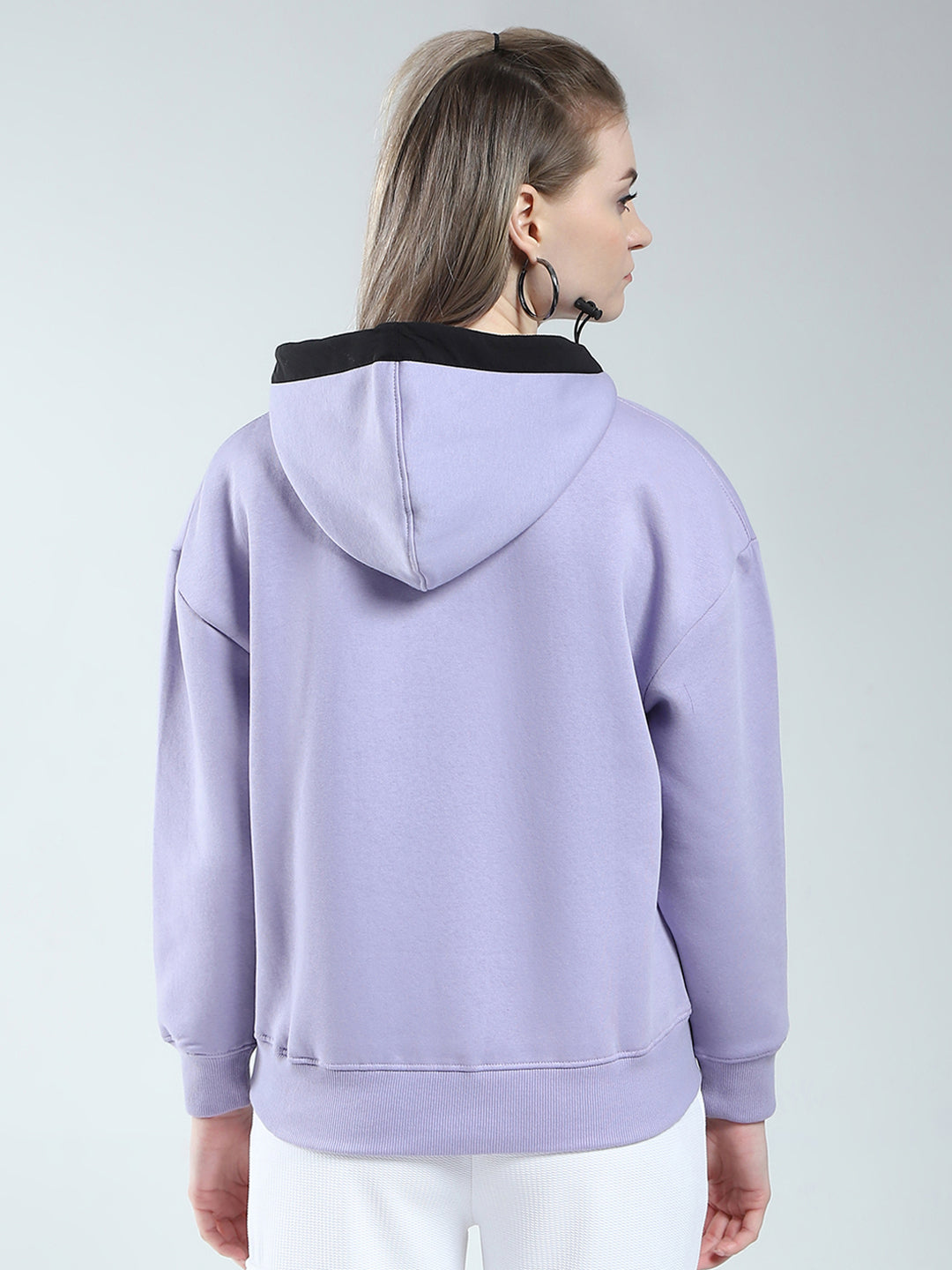 Rock.it Women Purple Solid Hooded Full Sleeve Sweatshirt