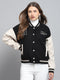 Rock.it Women Black Printed Band Collar Full Sleeve Jacket