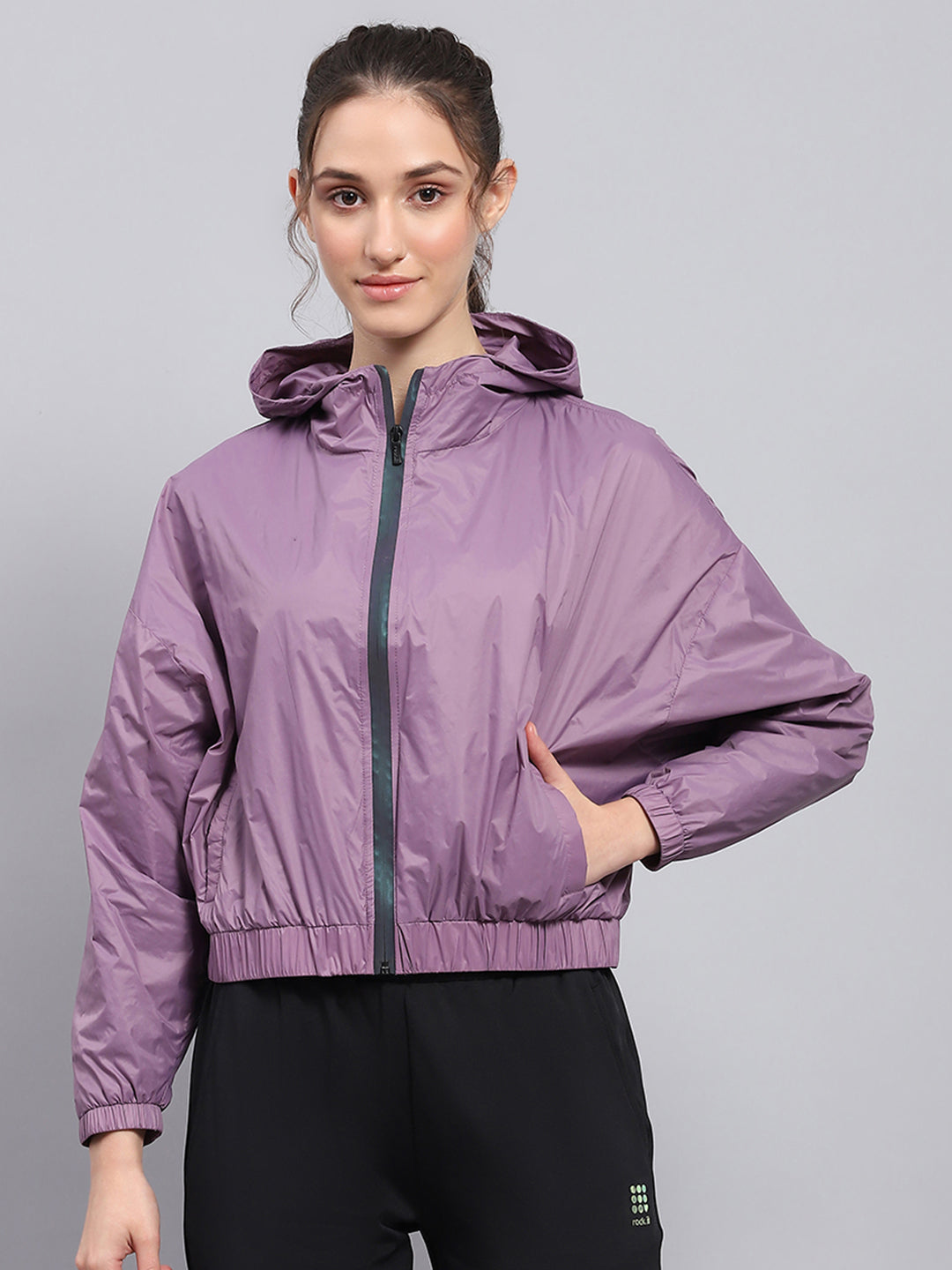 Rock.it Women Purple Solid Hooded Full Sleeve Jacket