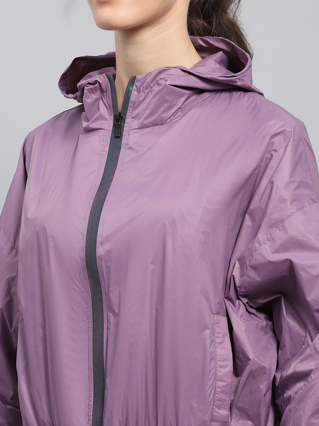 Rock.it Women Purple Solid Hooded Full Sleeve Jacket