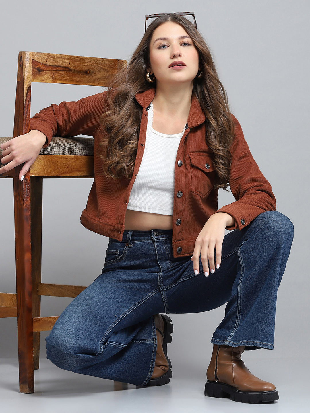 Rock.it Women Brown Solid Collar Full Sleeve Jacket