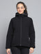 Rock.it Women Black Solid Detachable Hood Full Sleeve Jacket