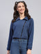 Rock.it Women Blue Solid Collar Full Sleeve Jacket