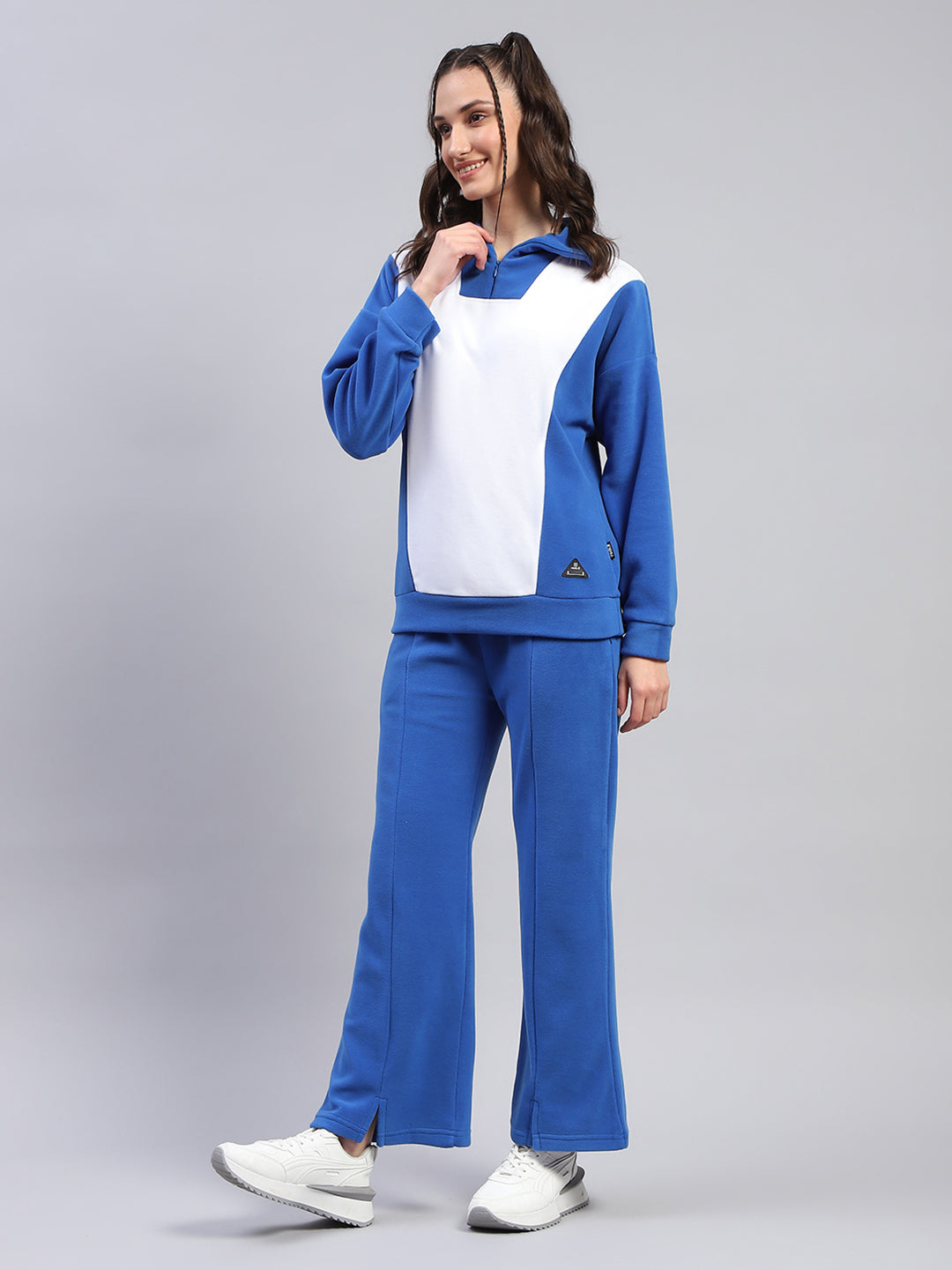 Rock.it Women Blue Solid Collar Full Sleeve Tracksuit