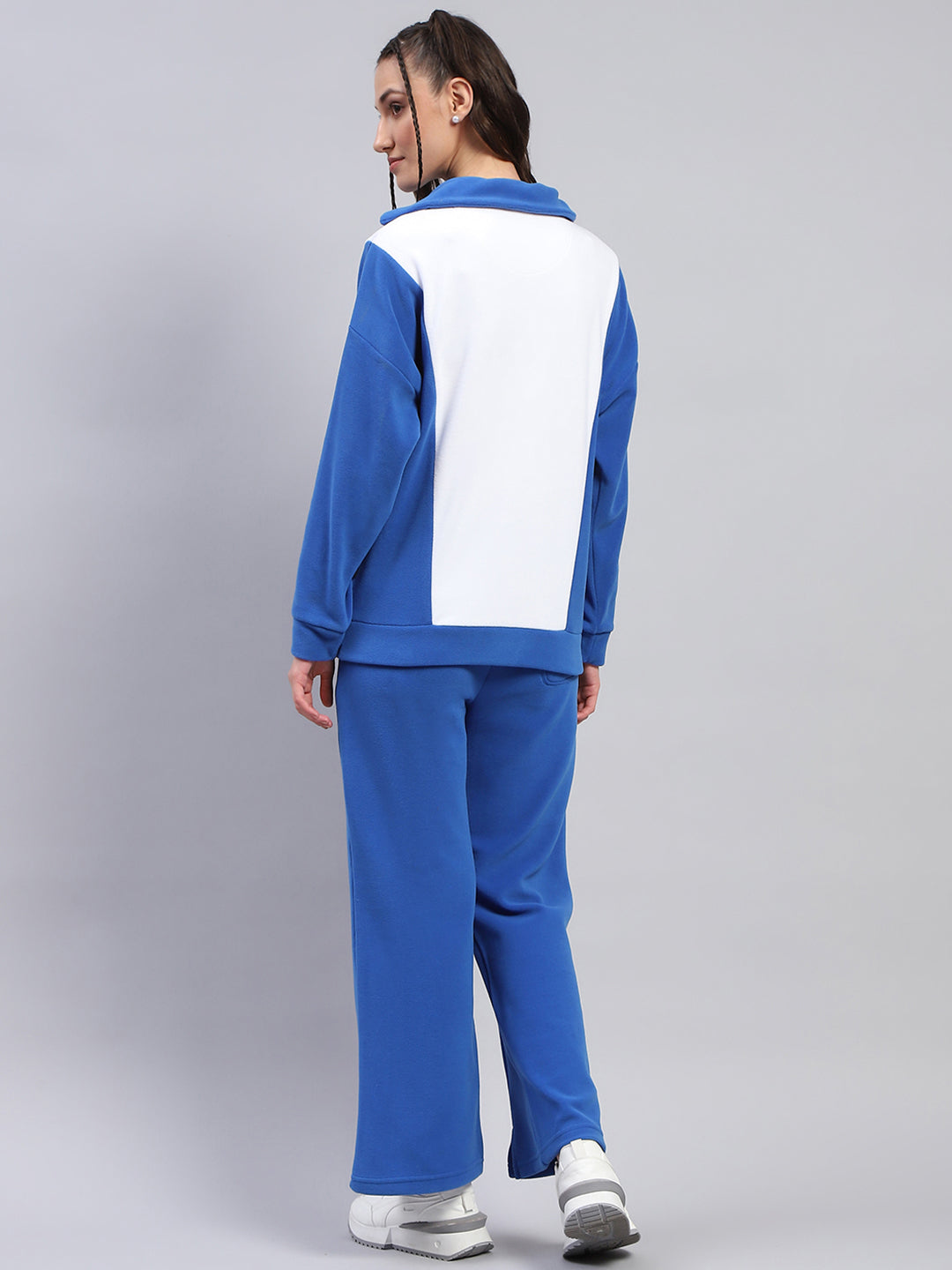 Rock.it Women Blue Solid Collar Full Sleeve Tracksuit