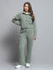Rock.it Women Green Solid Collar Full Sleeve Tracksuit