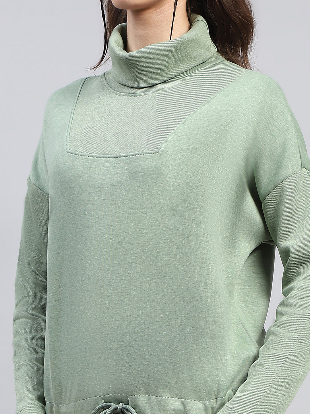 Rock.it Women Green Solid High Neck Full Sleeve Tracksuit
