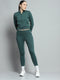 Rock.it Women Teal Blue Solid Mock Neck Full Sleeve Tracksuit