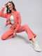 Rock.it Women Peach Solid Mock Neck Full Sleeve Cords Set
