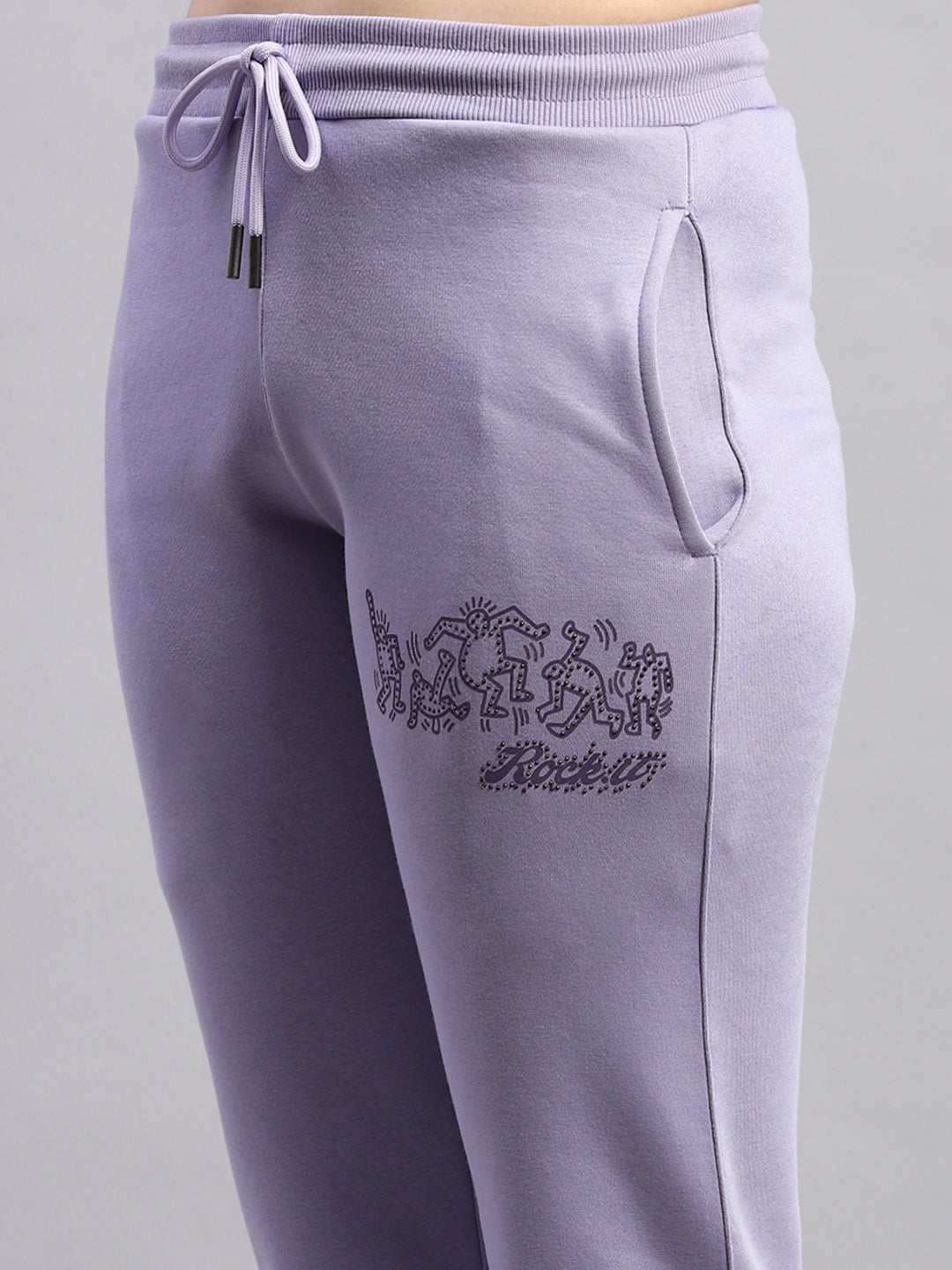 Rock.it Women Purple Printed Hooded Full Sleeve Tracksuit