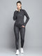 Rock.it Women Black Printed Mock Neck Full Sleeve Tracksuit