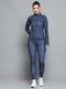 Rock.it Women Navy Blue Printed Mock Neck Full Sleeve Tracksuit
