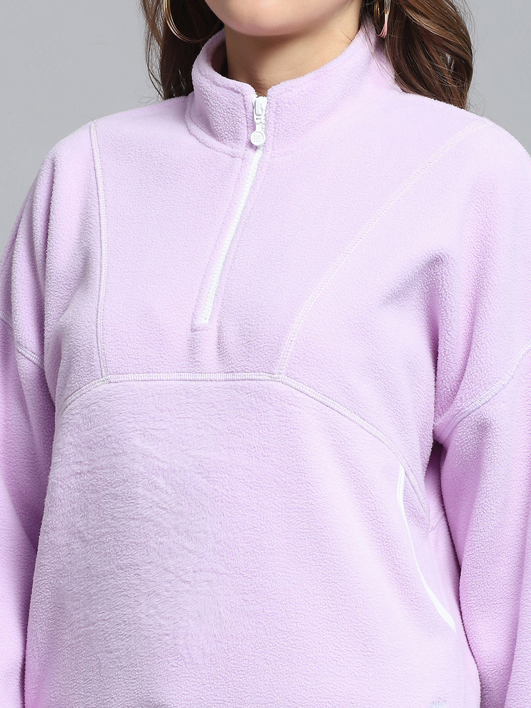 Rock.it Women Purple Solid Mock Neck Full Sleeve Tracksuit