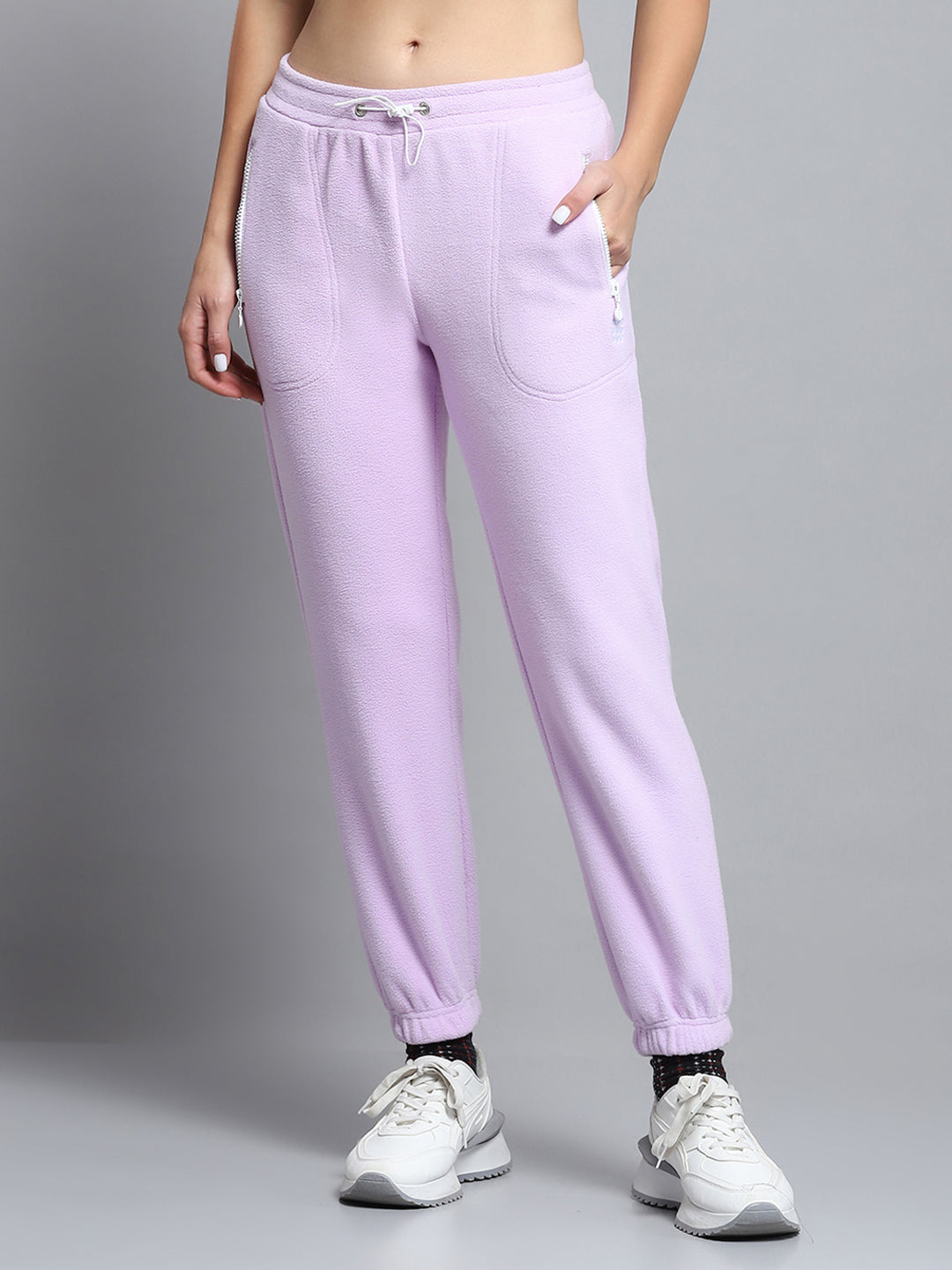 Rock.it Women Purple Solid Mock Neck Full Sleeve Tracksuit