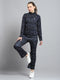 Rock.it Women Black Printed Mock Neck Full Sleeve Tracksuit