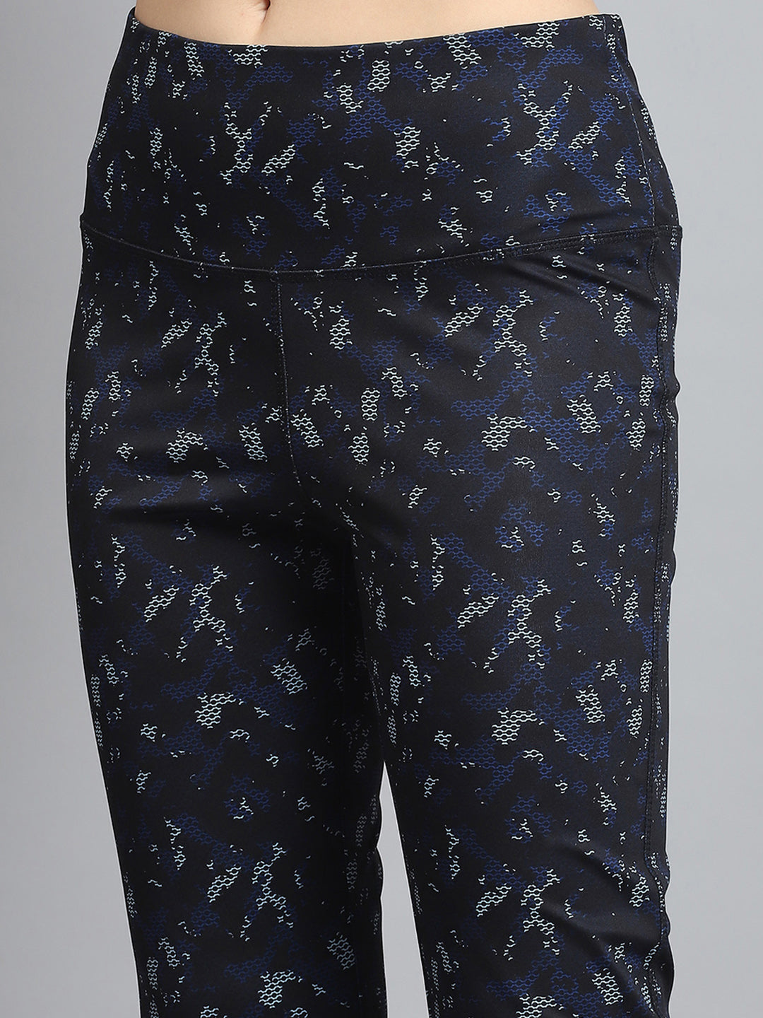 Rock.it Women Black Printed Mock Neck Full Sleeve Tracksuit