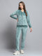 Rock.it Women Green Solid Hooded Full Sleeve Tracksuit