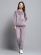 Rock.it Women Purple Solid Hooded Full Sleeve Tracksuit