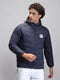 Rock.it Men Navy Blue Solid Hooded Full Sleeve Jacket