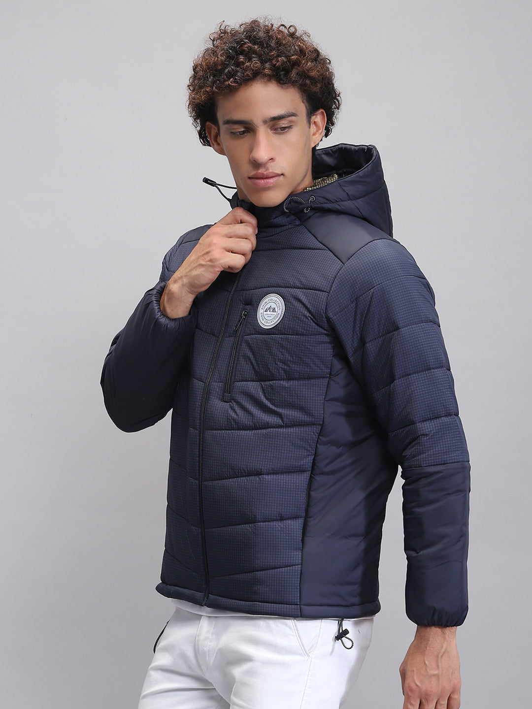 Rock.it Men Navy Blue Solid Hooded Full Sleeve Jacket