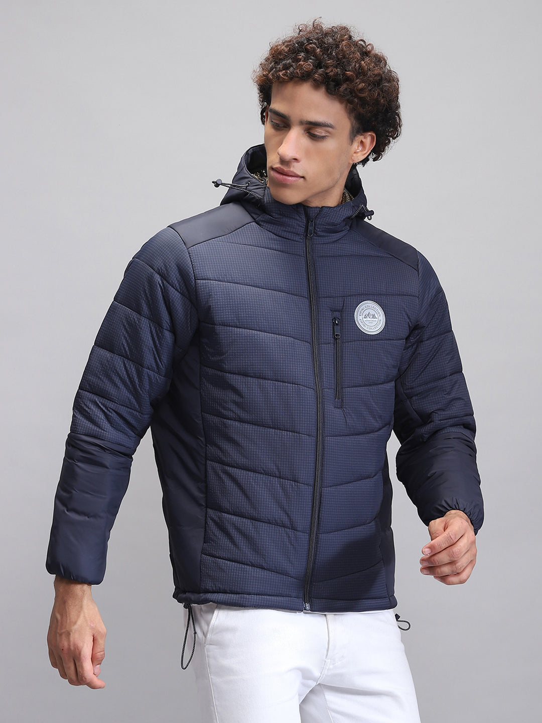 Rock.it Men Navy Blue Solid Hooded Full Sleeve Jacket