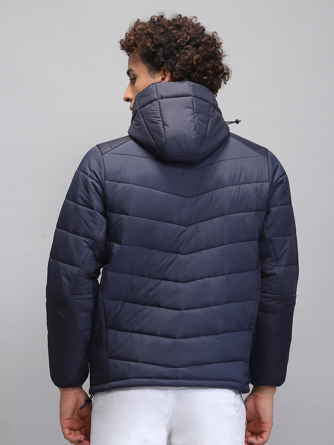 Rock.it Men Navy Blue Solid Hooded Full Sleeve Jacket